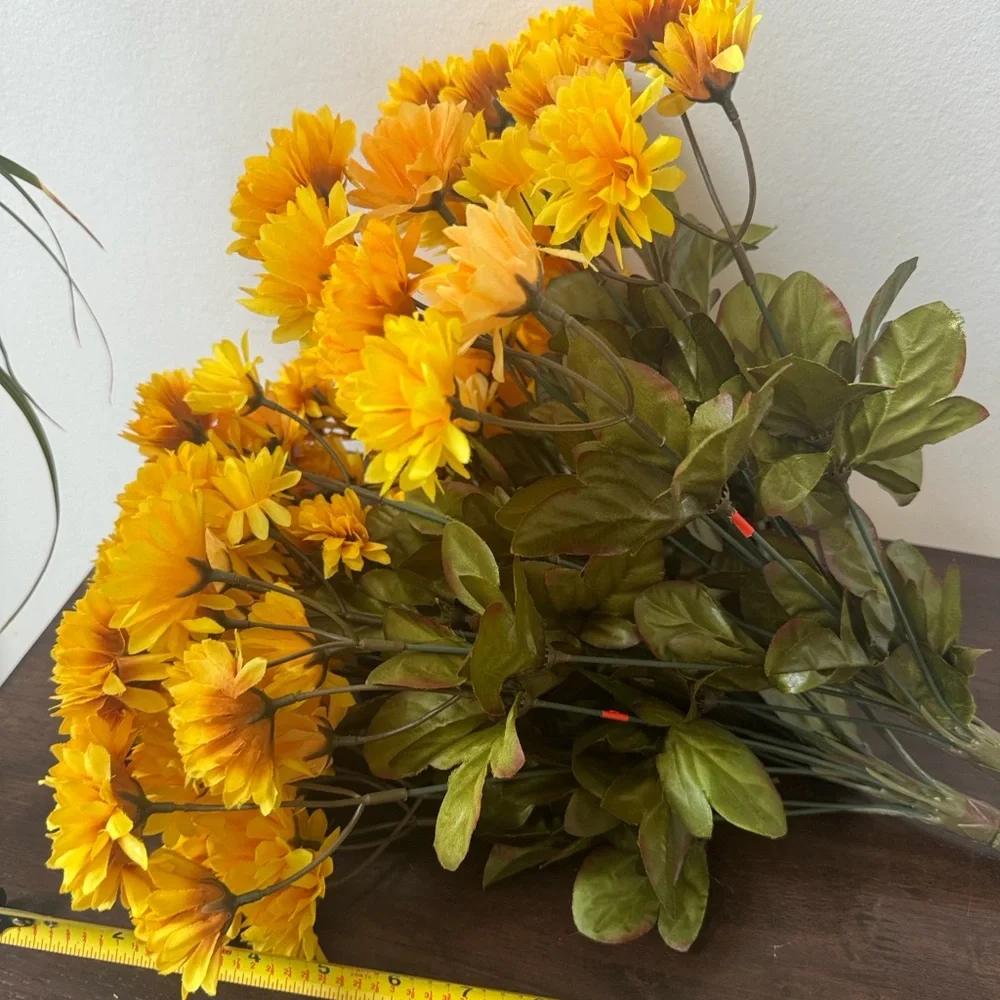Hobby Lobby Yellow Mini Mum Bush Vibrant Yellow Artificial Flower set of 2